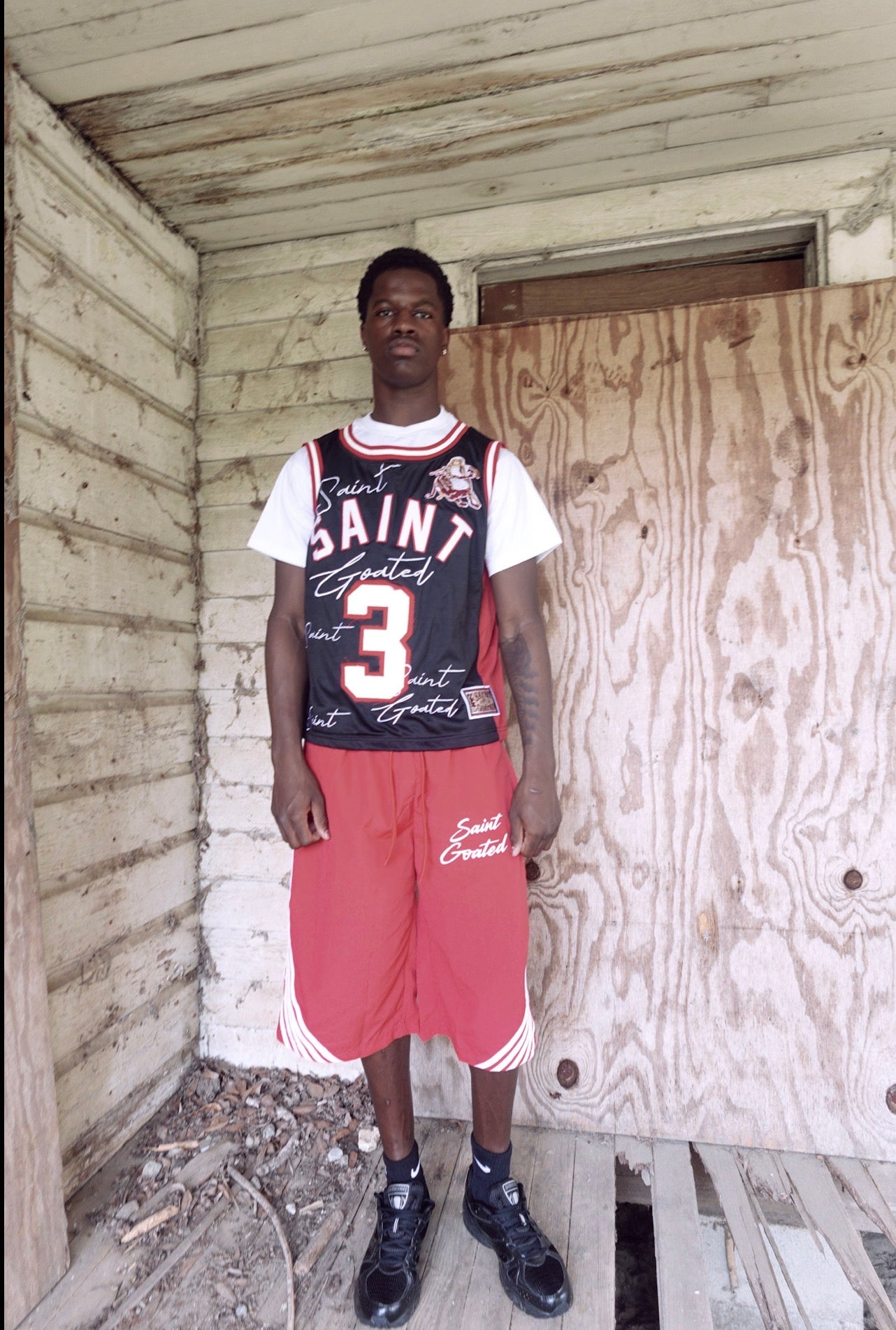 Saint Goated striped shorts